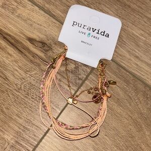Pura Vida Peach and Gold Bracelet set NWT